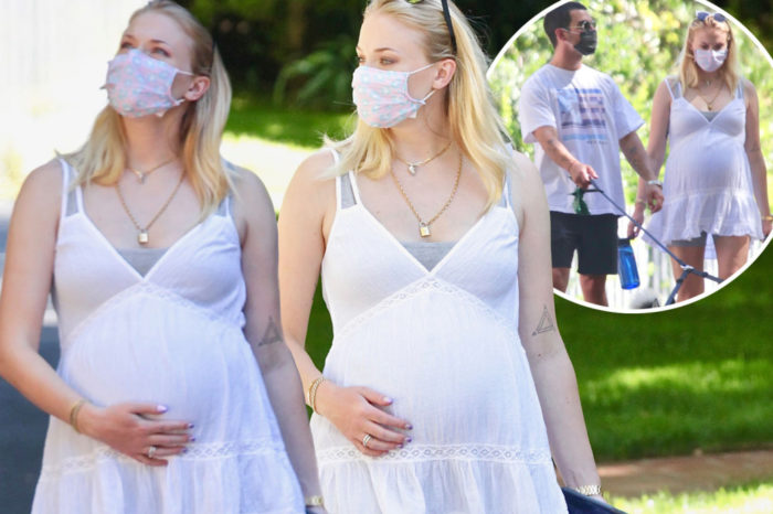 Happy Family: Sophie Turner shows off baby bump as she goes on a stroll with husband Joe Jonas