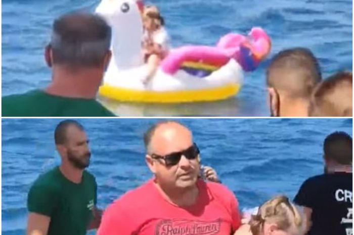 Little Girl Drifts Out To Sea On Inflatable Unicorn Before Greek Ferry Crew Rescue Her From The Waves