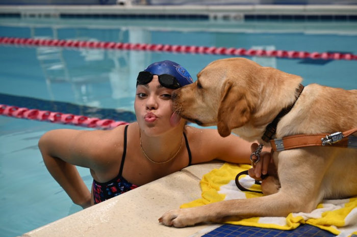 Blind Teen Swimmer And Guide Dog Make Are Perfect Pair
